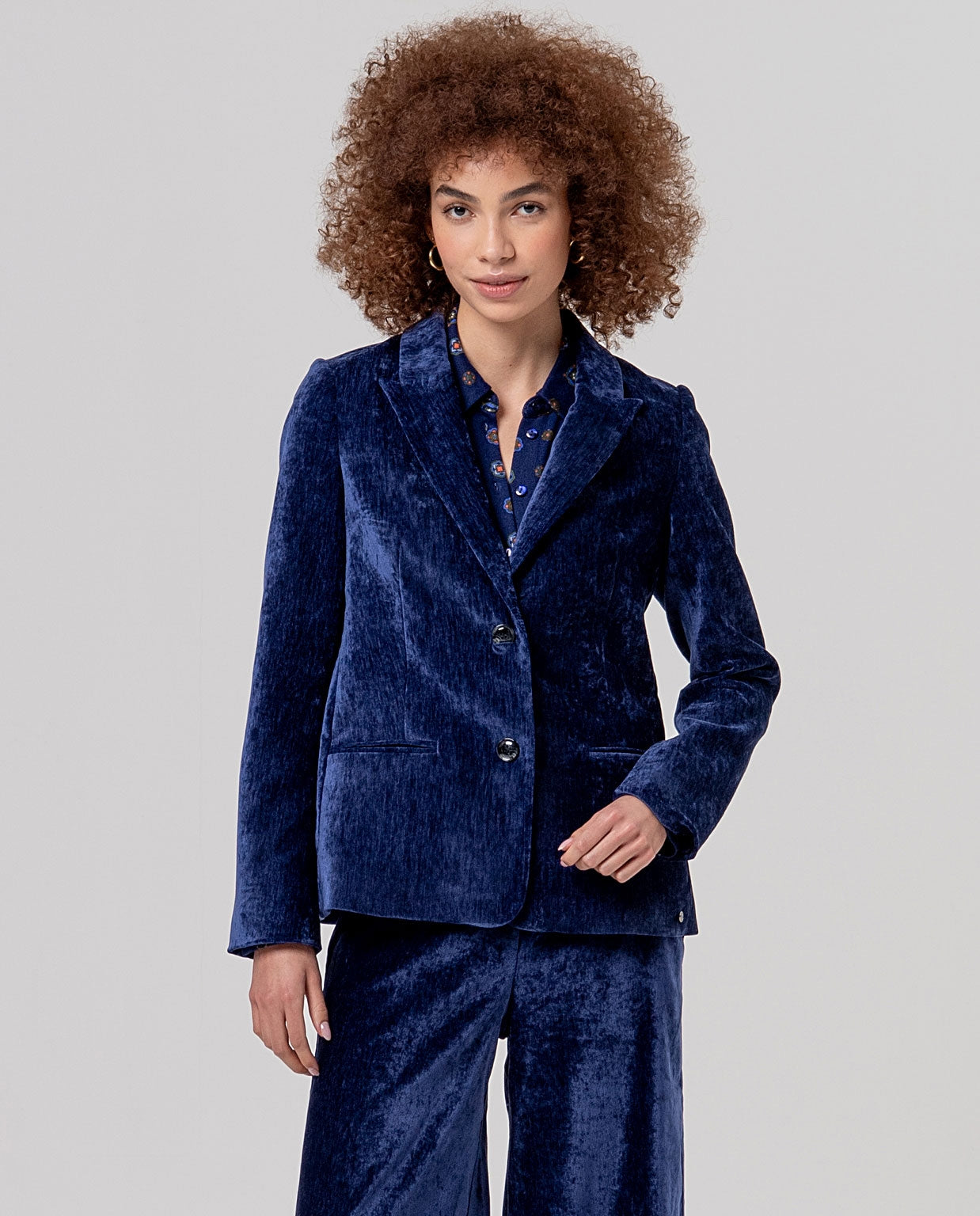 Surkana blazer in velluto blu cobalto