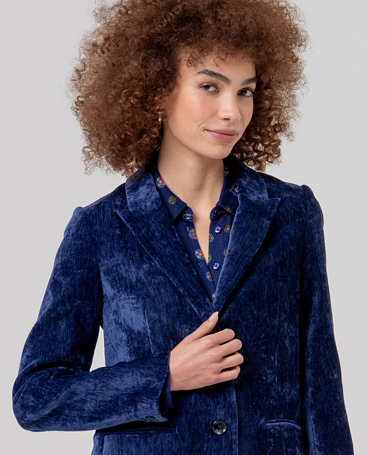 Surkana blazer in velluto blu cobalto