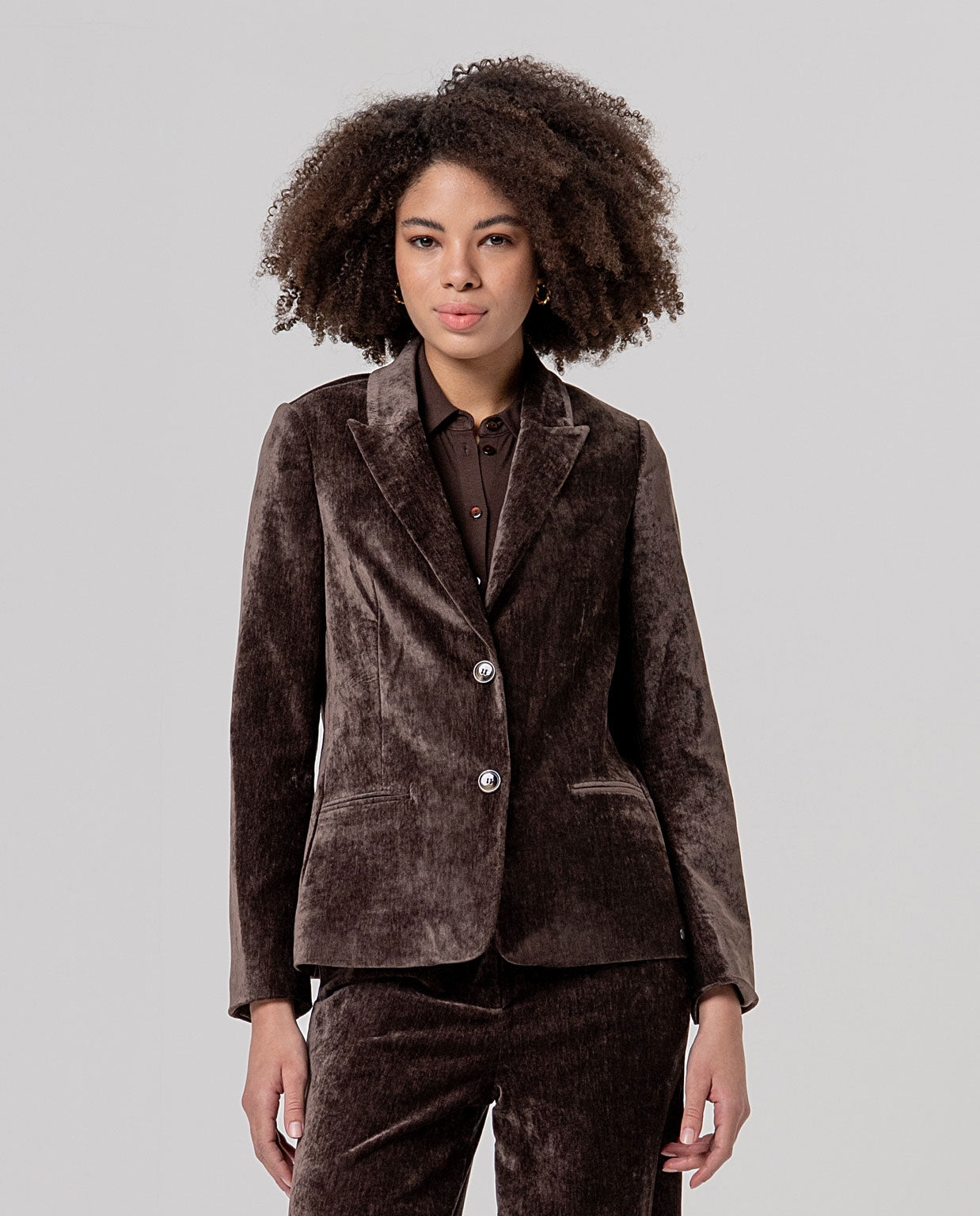 Surkana blazer in velluto cioccolato