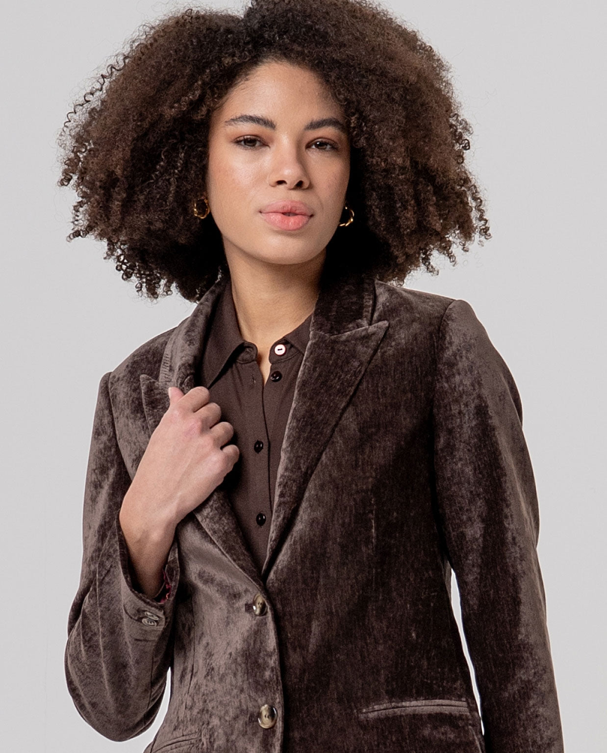 Surkana blazer in velluto cioccolato