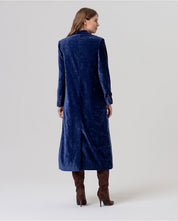 SURKANA - cappotto lungo in velluto con revers - BLU COBALTO