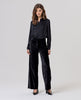 SURKANA - pantalone ampio in velluto a vita alta - NERO
