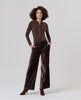 SURKANA - pantalone ampio in velluto a vita alta - CIOCCOLATO