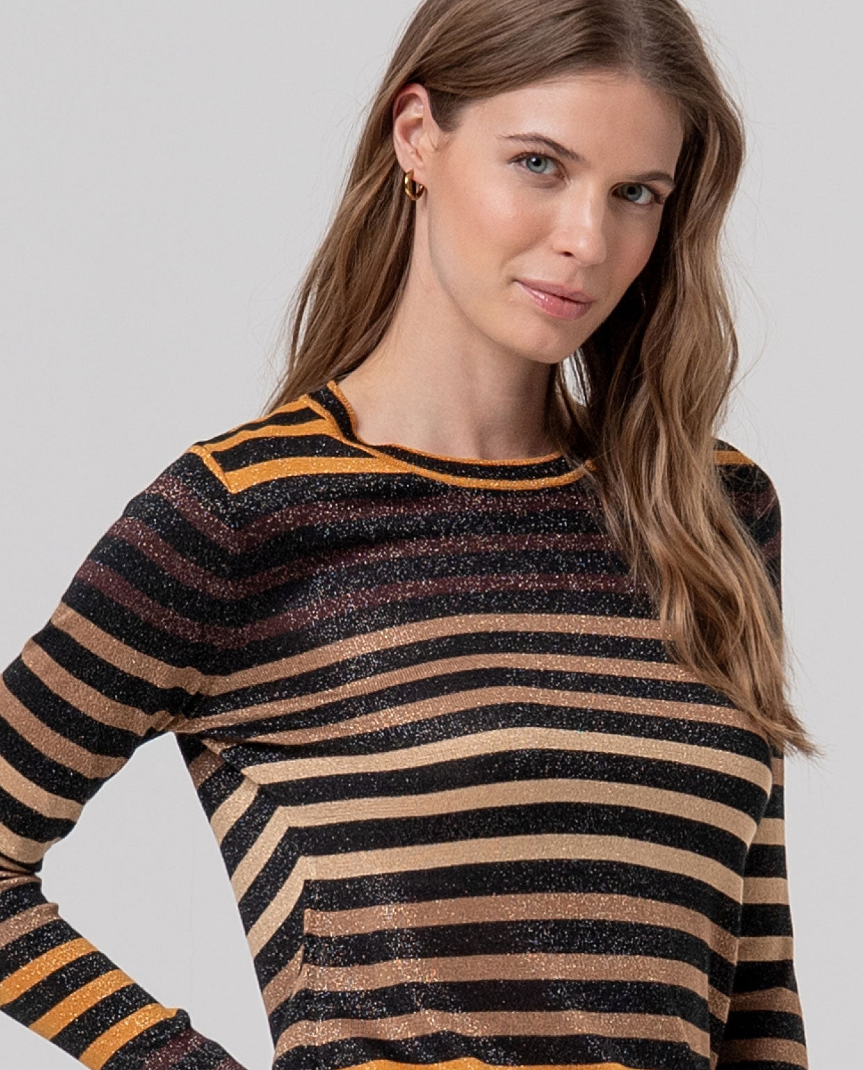 Surkana maglione a righe lurex nero