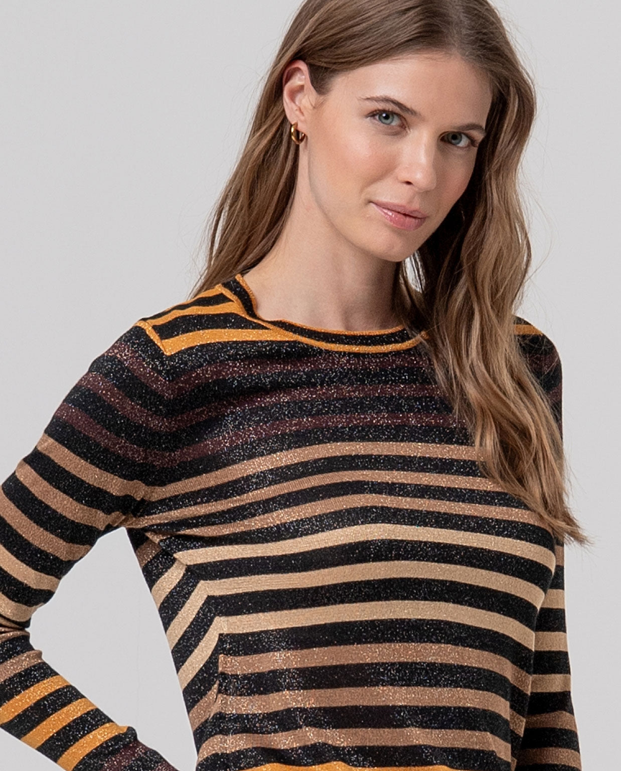 Surkana maglione a righe lurex nero