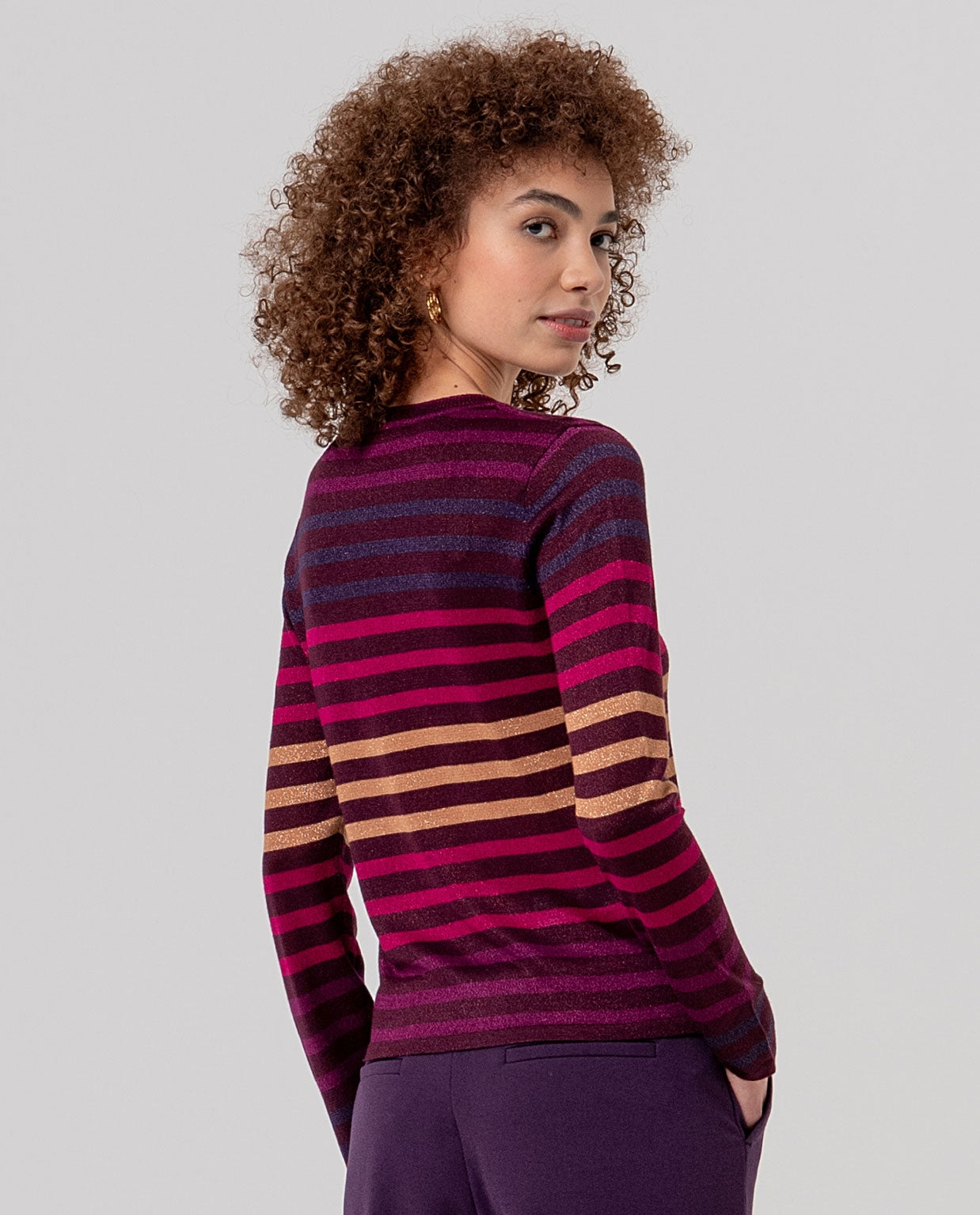 Surkana maglione a righe lurex bordeaux