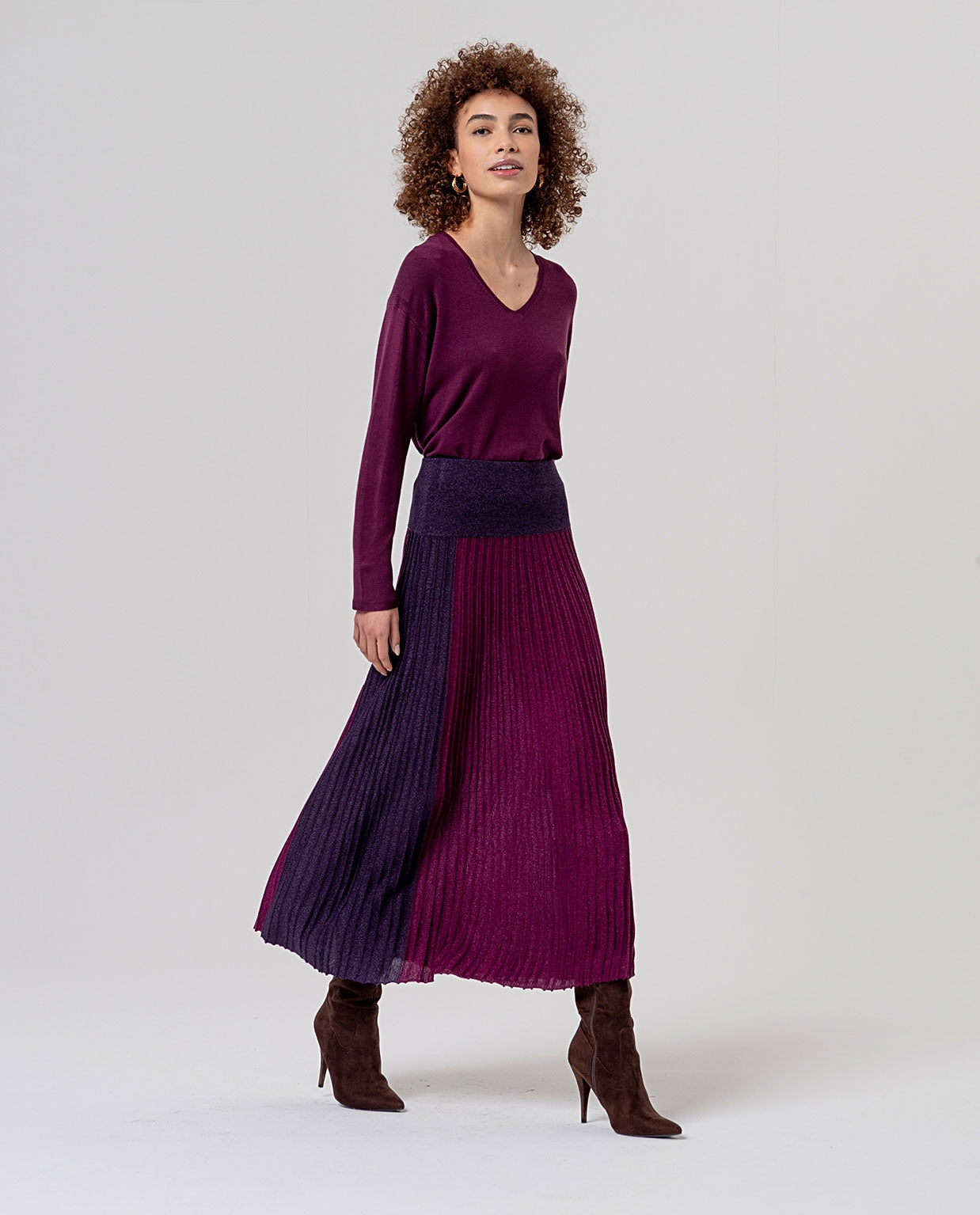 Surkana gonna plissettata lurex bordeaux