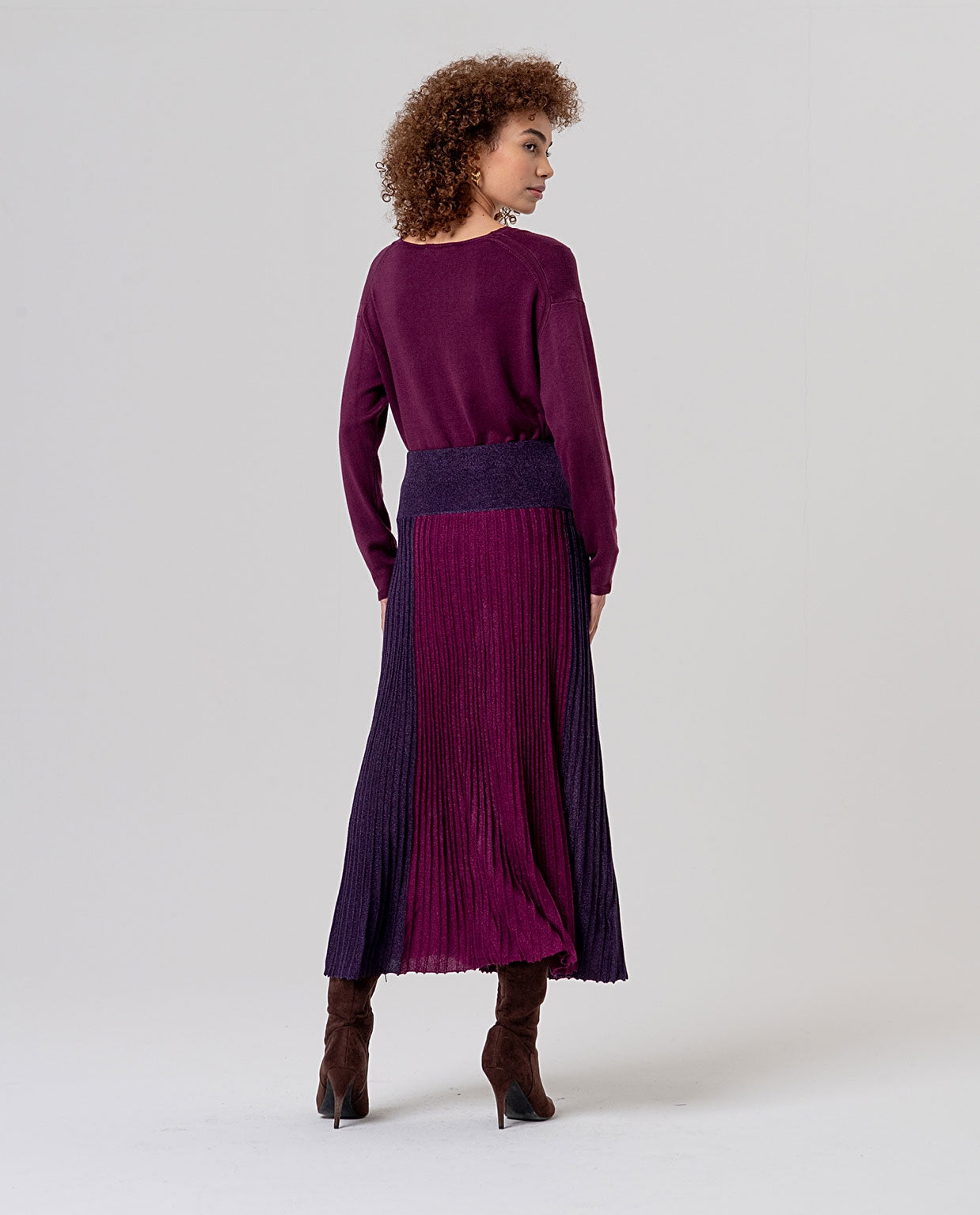 Surkana gonna plissettata lurex bordeaux