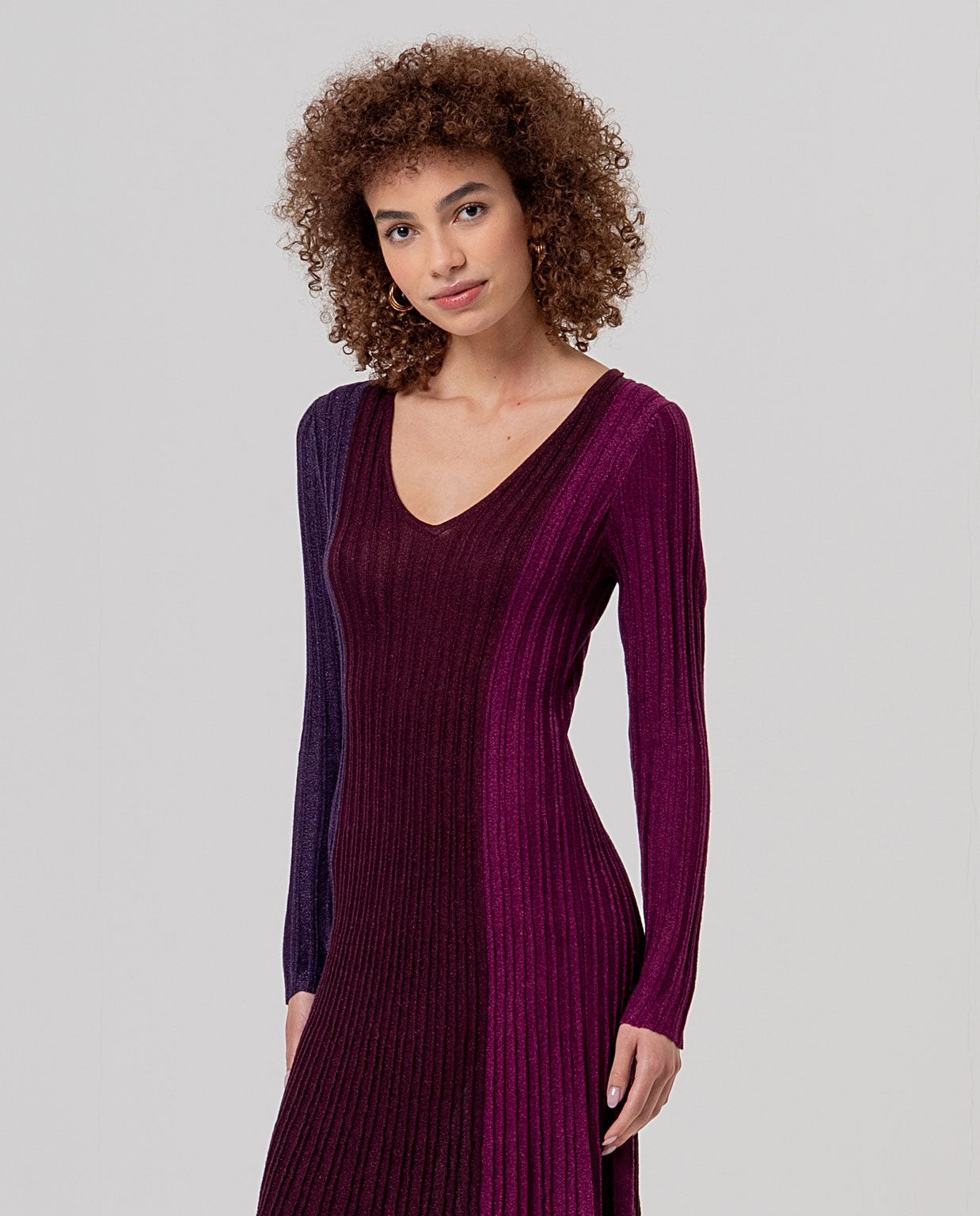 Surkana abito plissettato lurex bordeaux