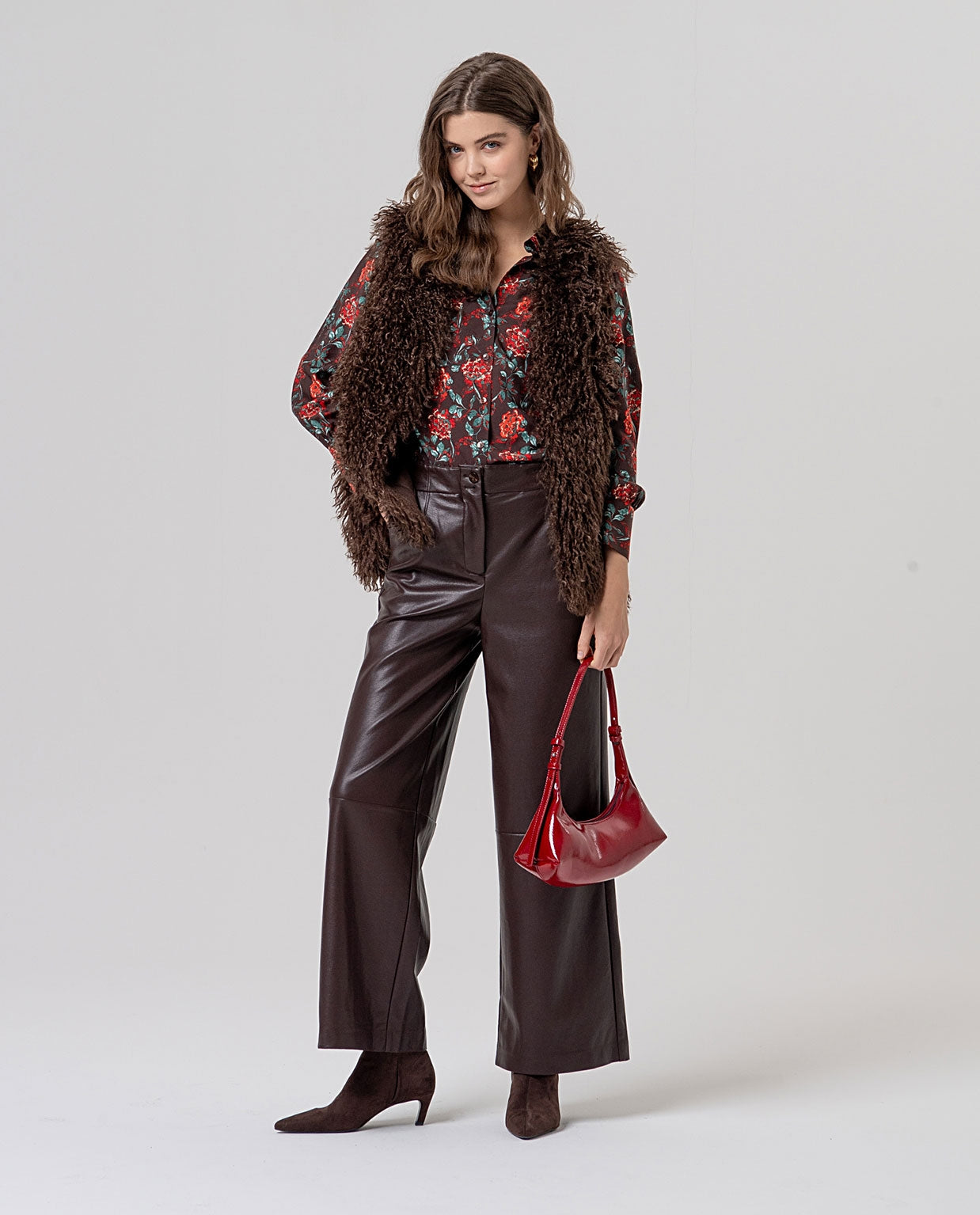 Surkana gilet in pelliccia ecologica cioccolato