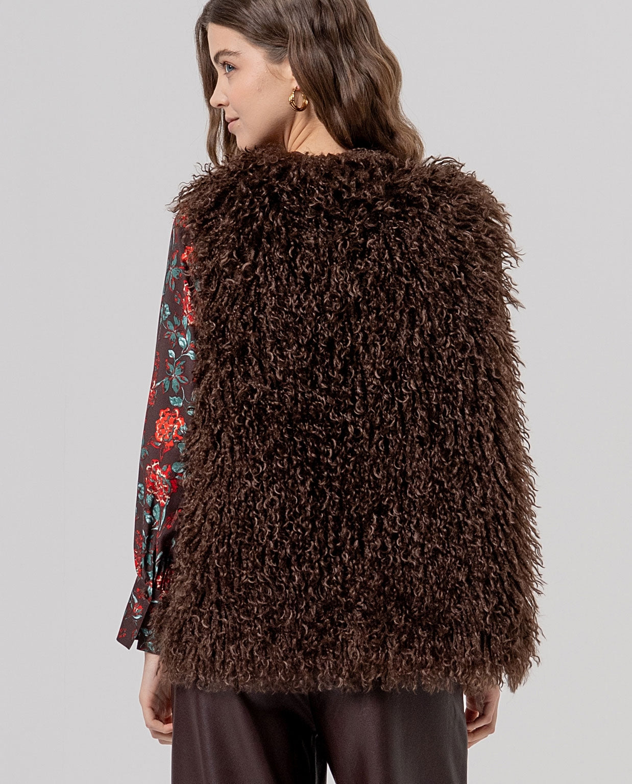 Surkana gilet in pelliccia ecologica cioccolato