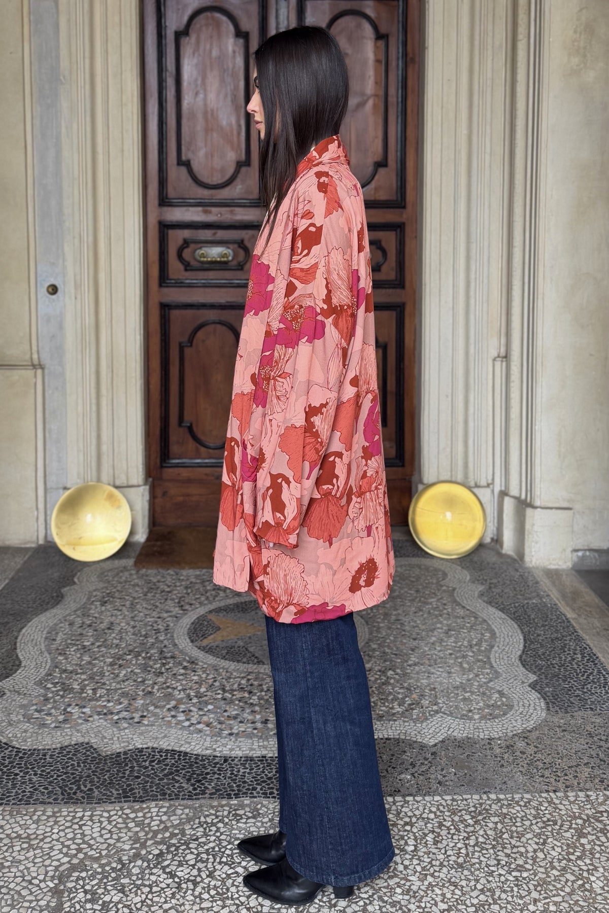 FLOW - kimono samira viscosa fantasia - CORAL PINK
