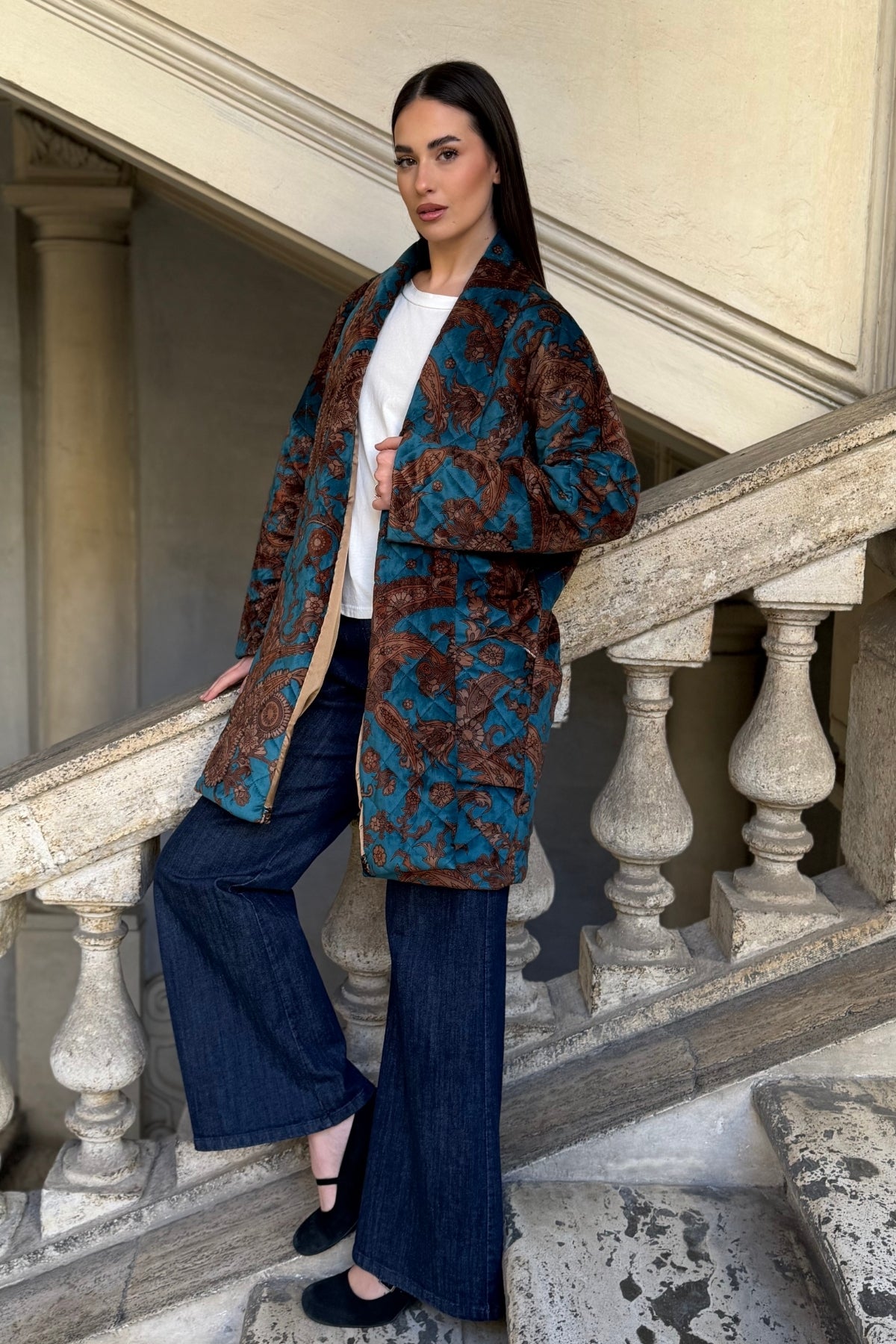 FLOW - kimono velluto paris - ottanio bronzo