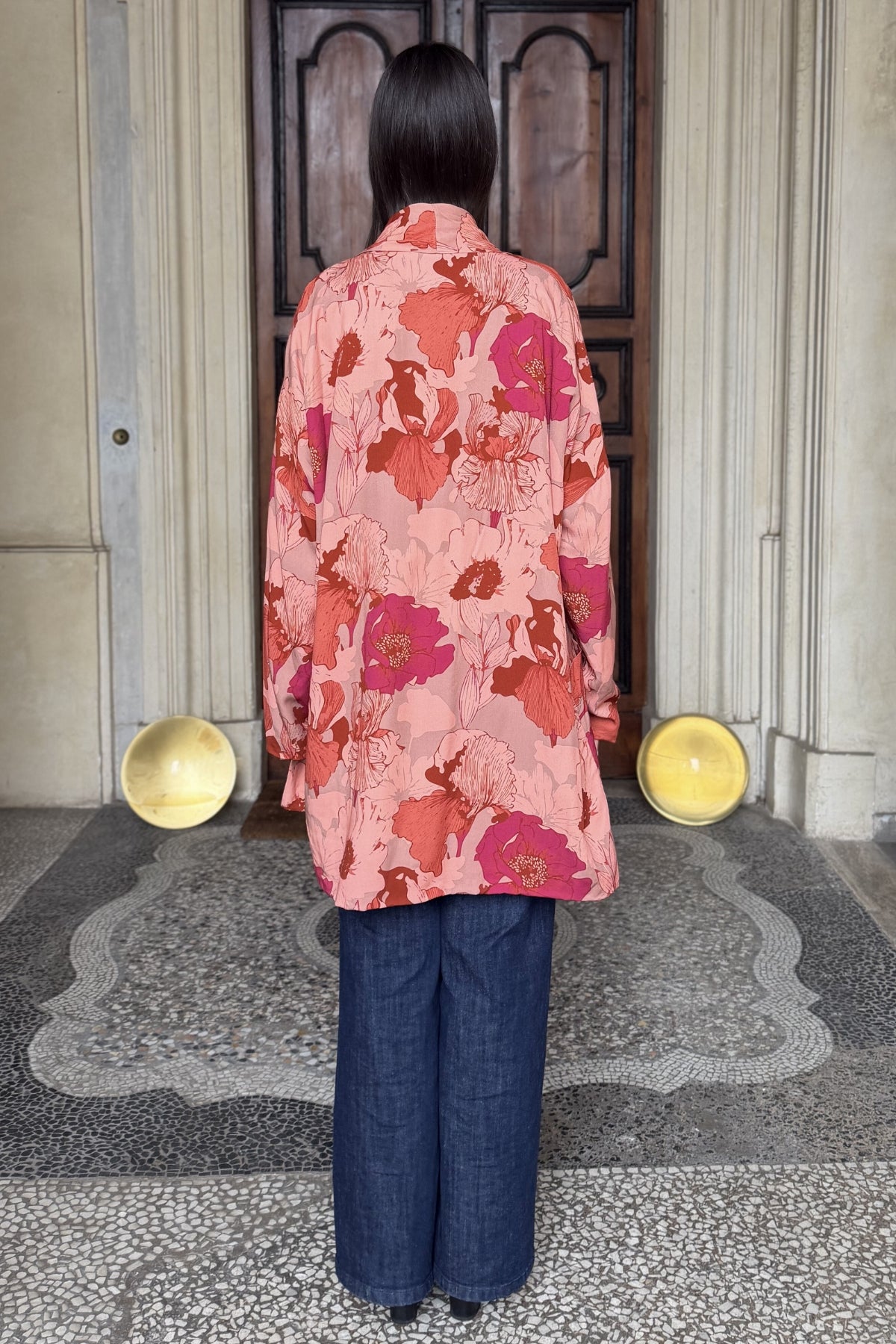FLOW - kimono samira viscosa fantasia - CORAL PINK