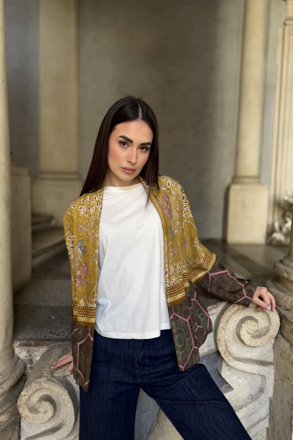 WU-SIDE - giacca kimono viscosa - SENAPE