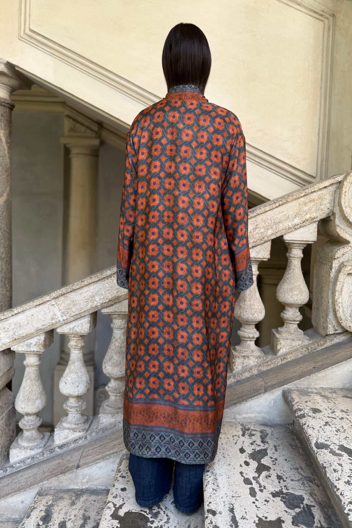 WU-SIDE - kimono viscosa - RUGGINE