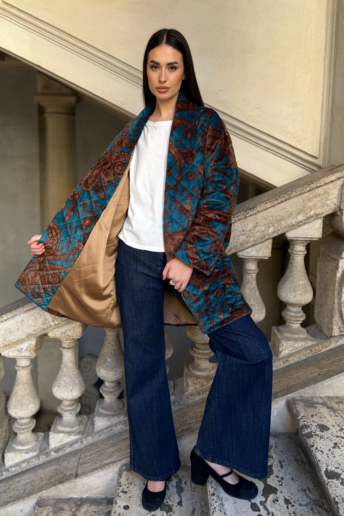 FLOW - kimono velluto paris - ottanio bronzo