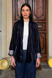 WU-SIDE - giacca kimono velluto - ANTRACITE