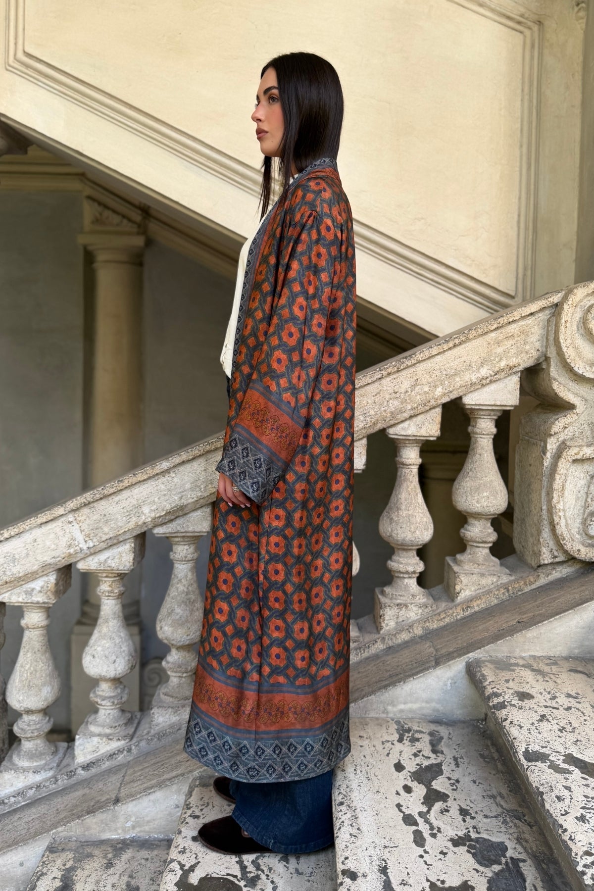 WU-SIDE - kimono viscosa - RUGGINE