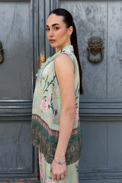WU-SIDE - camicia smanicata viscosa - VERDE ACQUA