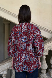 ARTEFILIA-MILANO - camicia lena in mussola di cotone - BURGUNDY ROYAL