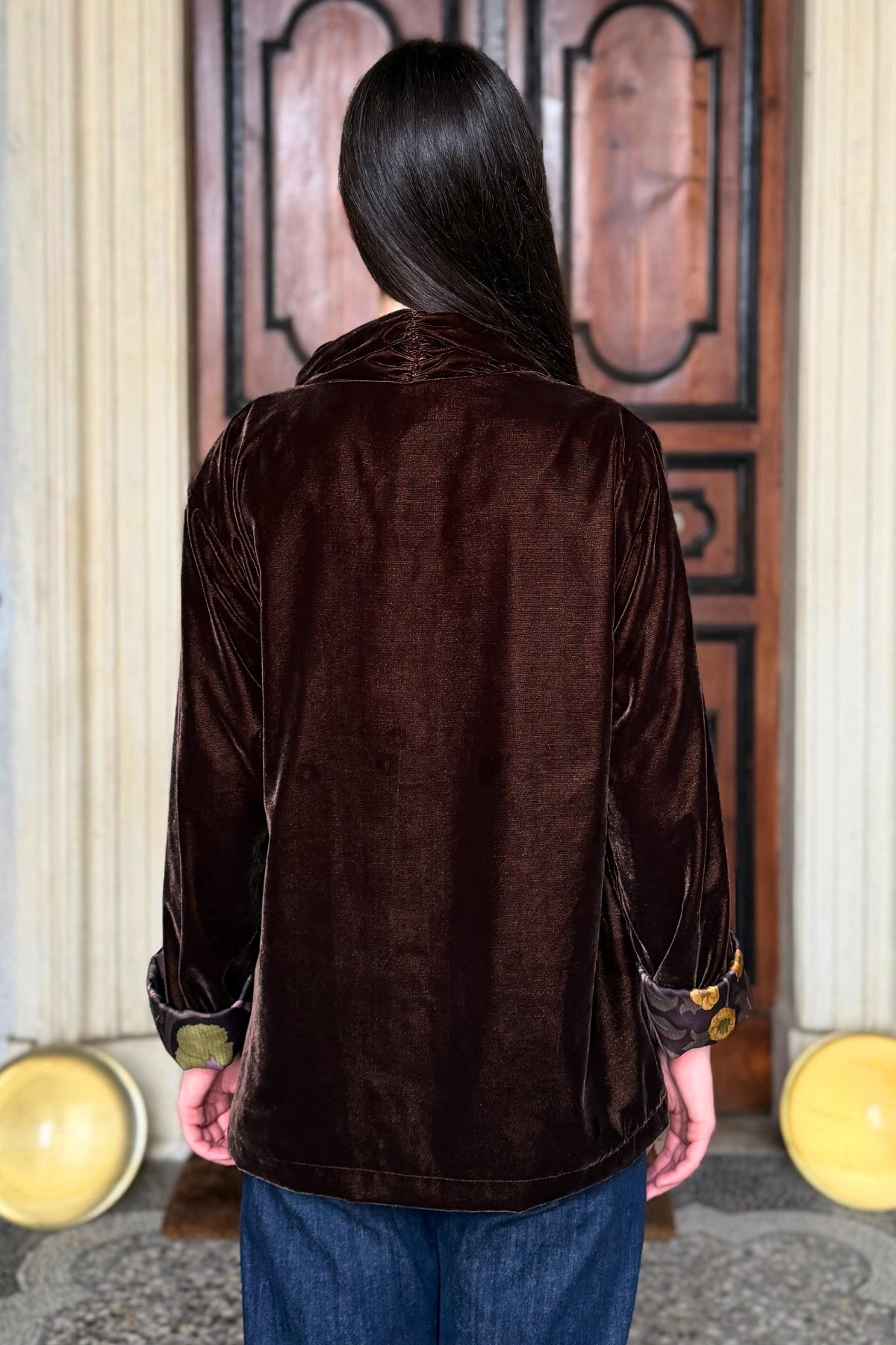 WU-SIDE - giacca kimono velluto - CARAMELLO