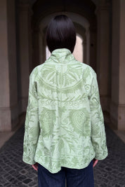 ARTEFILIA-MILANO - giacca uma cotone ricamato - ACQUA MATCHA