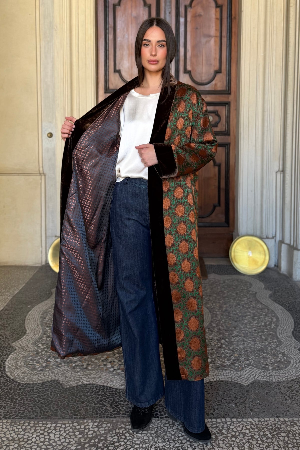 WU-SIDE - kimono seta viscosa - RUGGINE