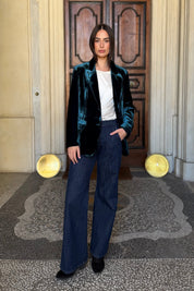 WU-SIDE - giacca blazer viscosa - PETROLIO