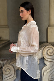 ARTEFILIA-MILANO - camicia solana ricamo - BURRO