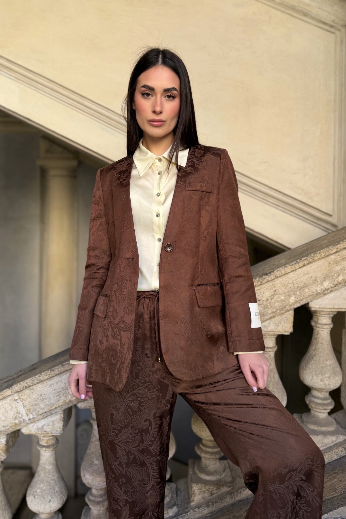 WU-SIDE - giacca jacquard - CAFFE