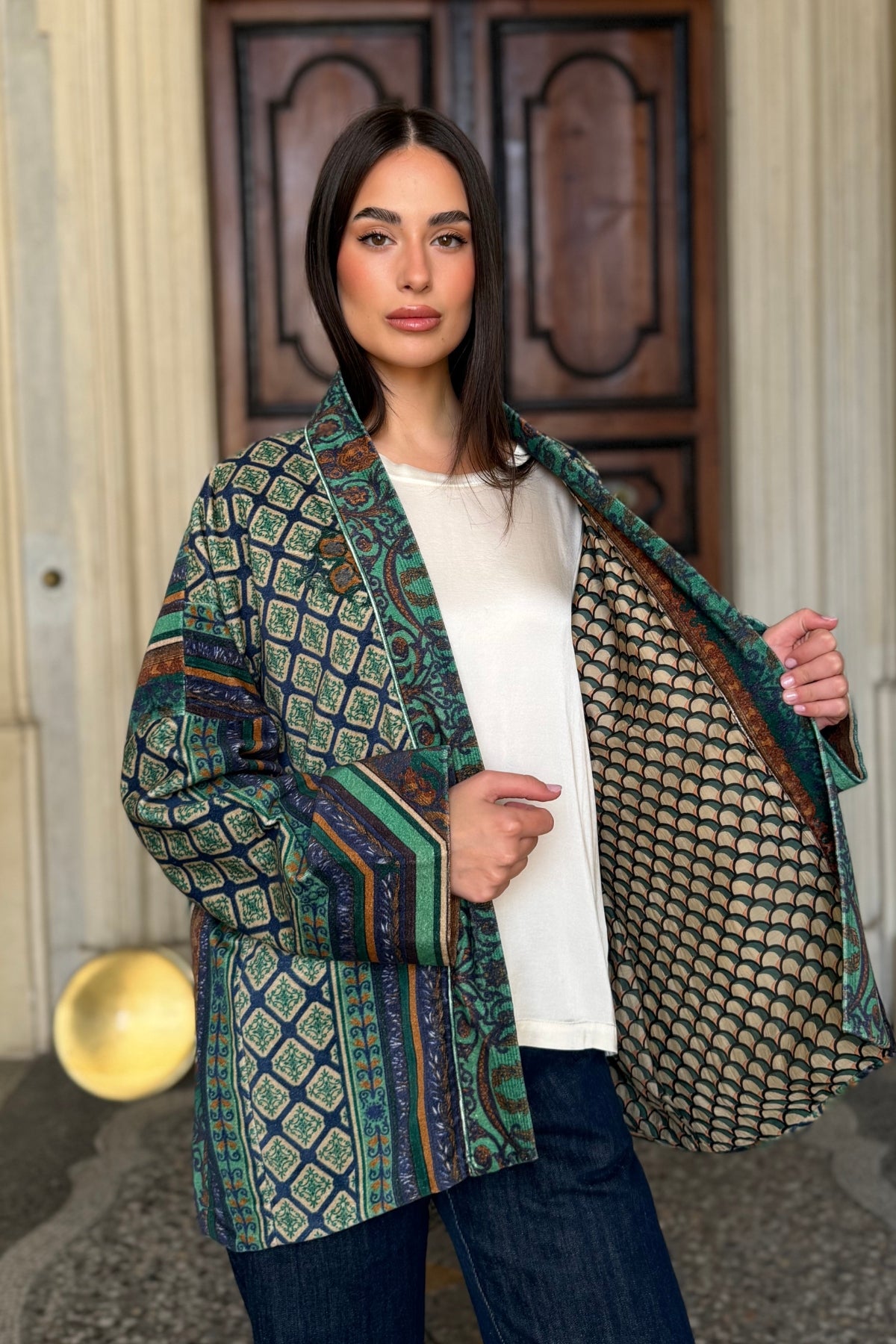 one-hundred-stars-1 - giacca kimono velluto - AMULET EMERALD