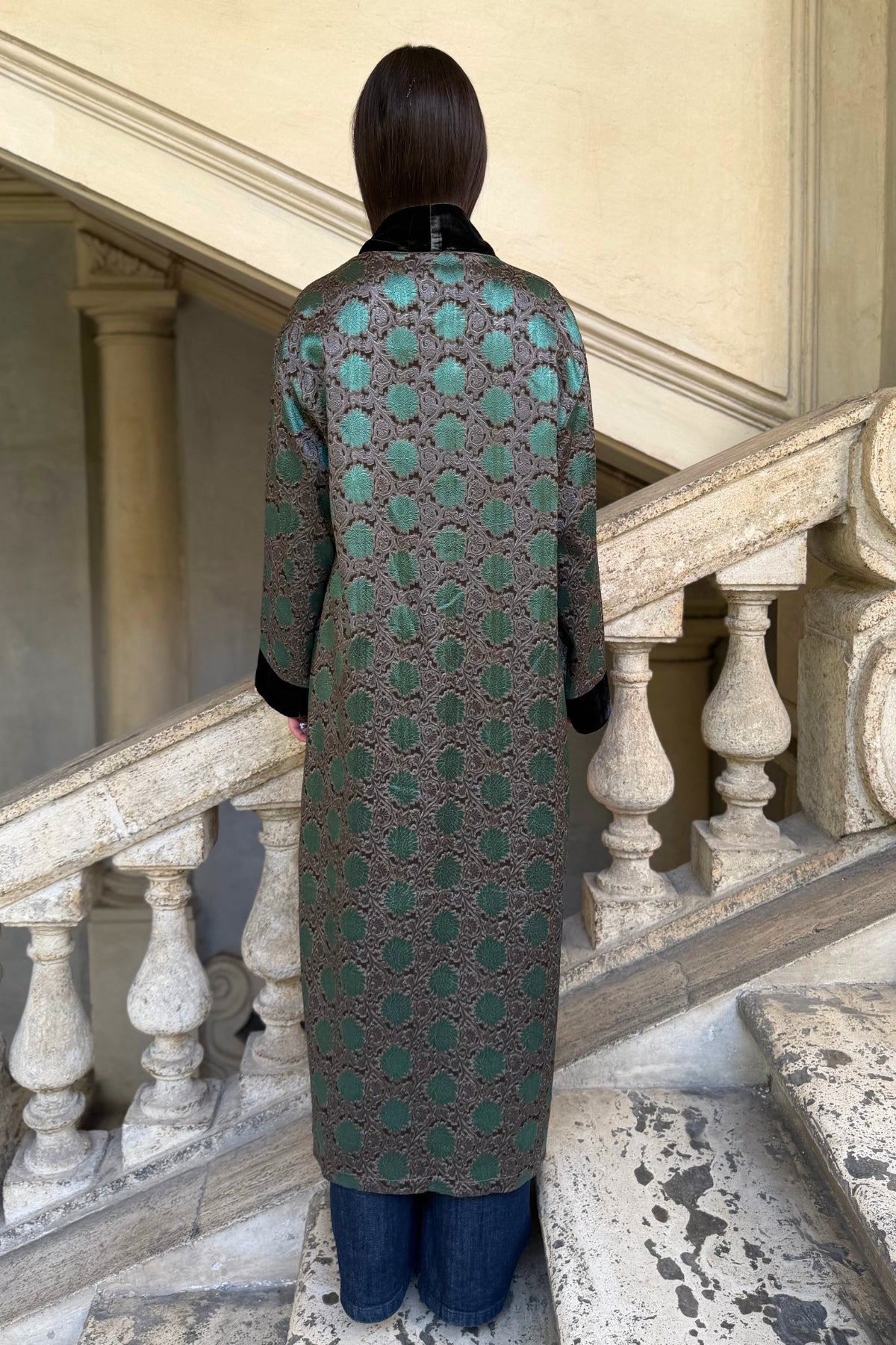 WU-SIDE - kimono seta viscosa - GRIGIO VERDE