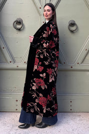 WU-SIDE - kimono extralungo velluto devore - BLACK RED