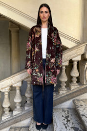 FLOW - kimono velluto paris - marrone flower
