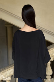 ARTEFILIA-MILANO - blusa marea scollo v - NERO
