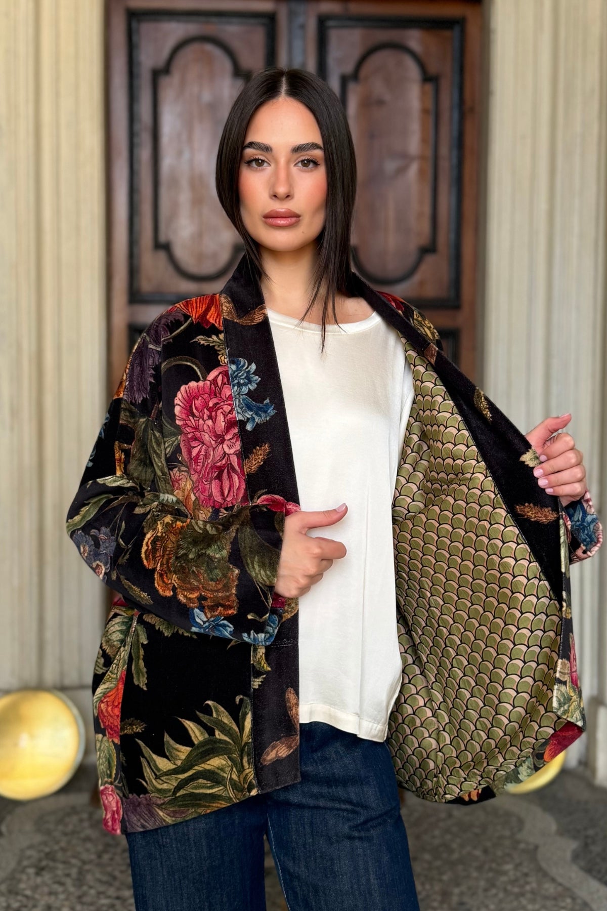 one-hundred-stars-1 - giacca kimono velluto - PRIMULA BLACK