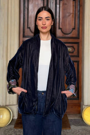 WU-SIDE - giacca kimono velluto - ANTRACITE