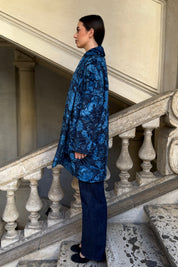 FLOW - kimono velluto paris - blue azzurro