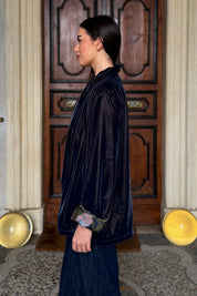 WU-SIDE - giacca kimono velluto - ANTRACITE