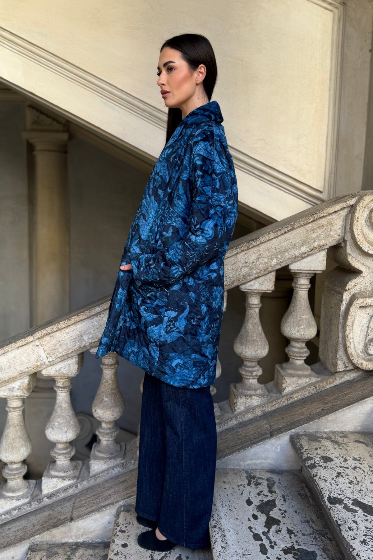 FLOW - kimono velluto paris - blue azzurro