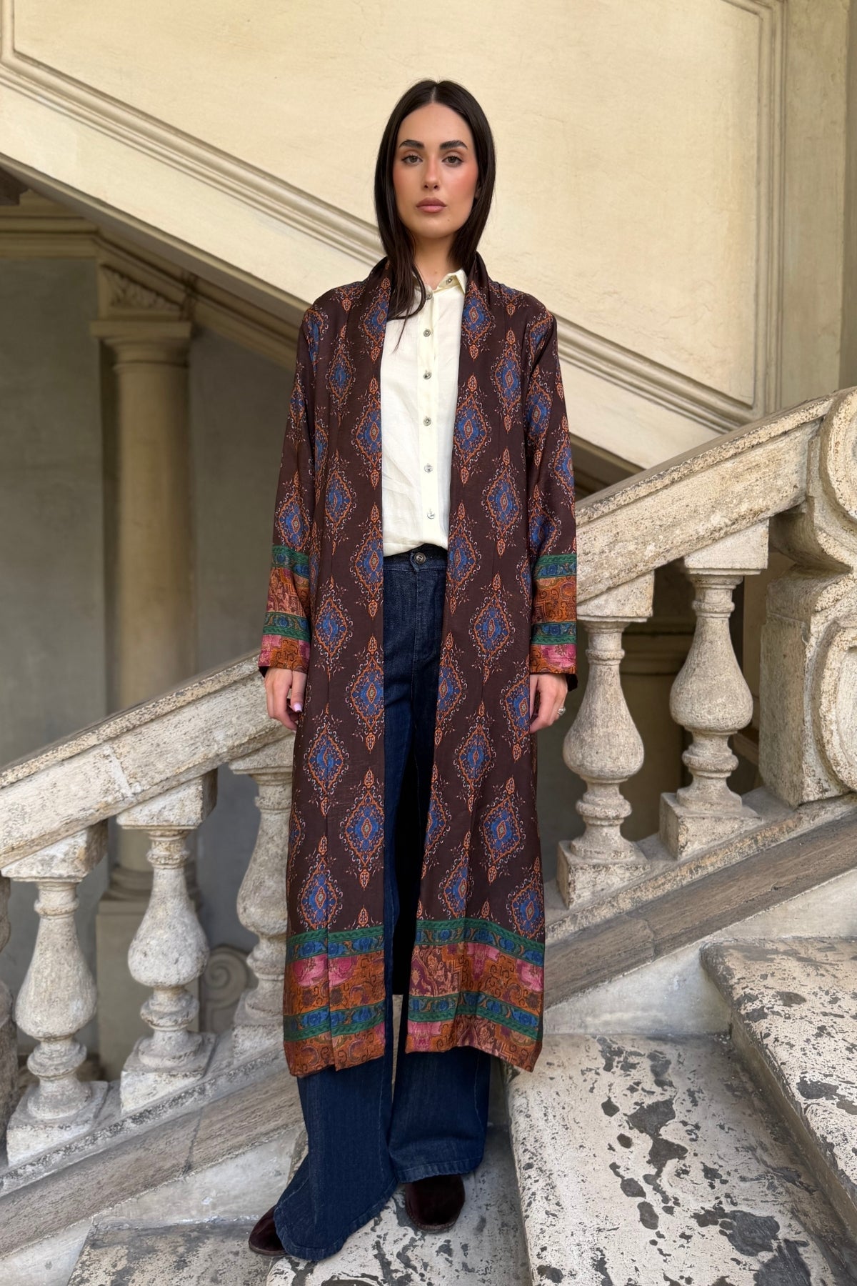 WU-SIDE - giacca kimono viscosa - CAFFE