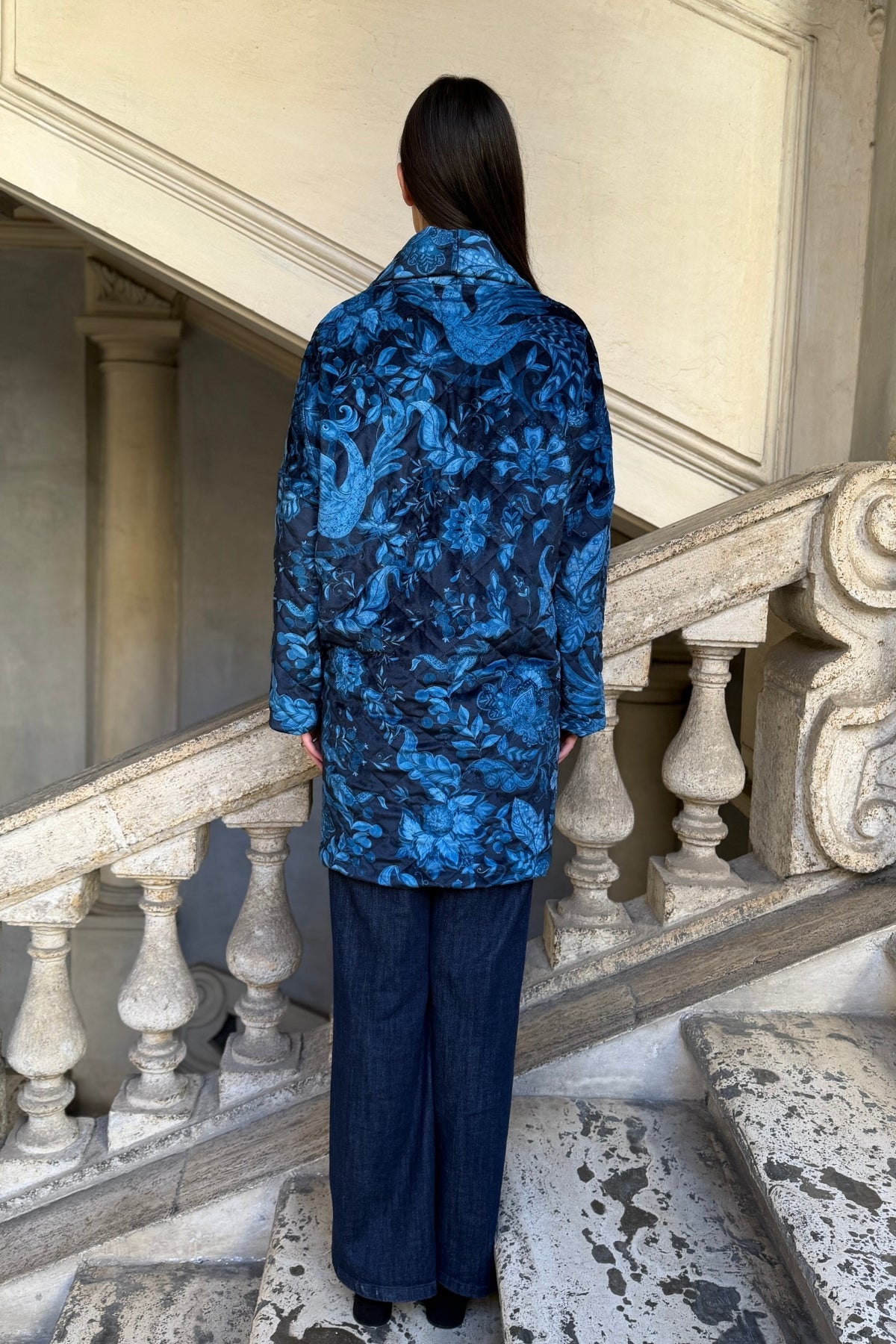 FLOW - kimono velluto paris - blue azzurro