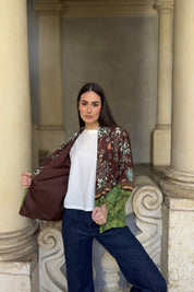 WU-SIDE - giacca kimono viscosa - MARRONE