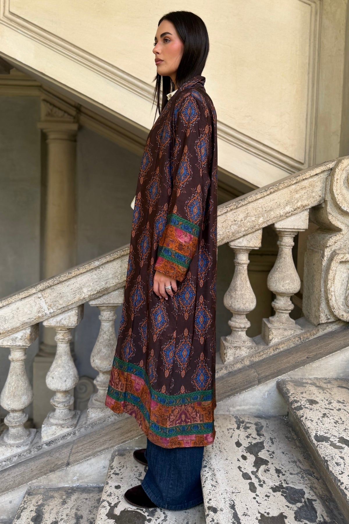 WU-SIDE - giacca kimono viscosa - CAFFE