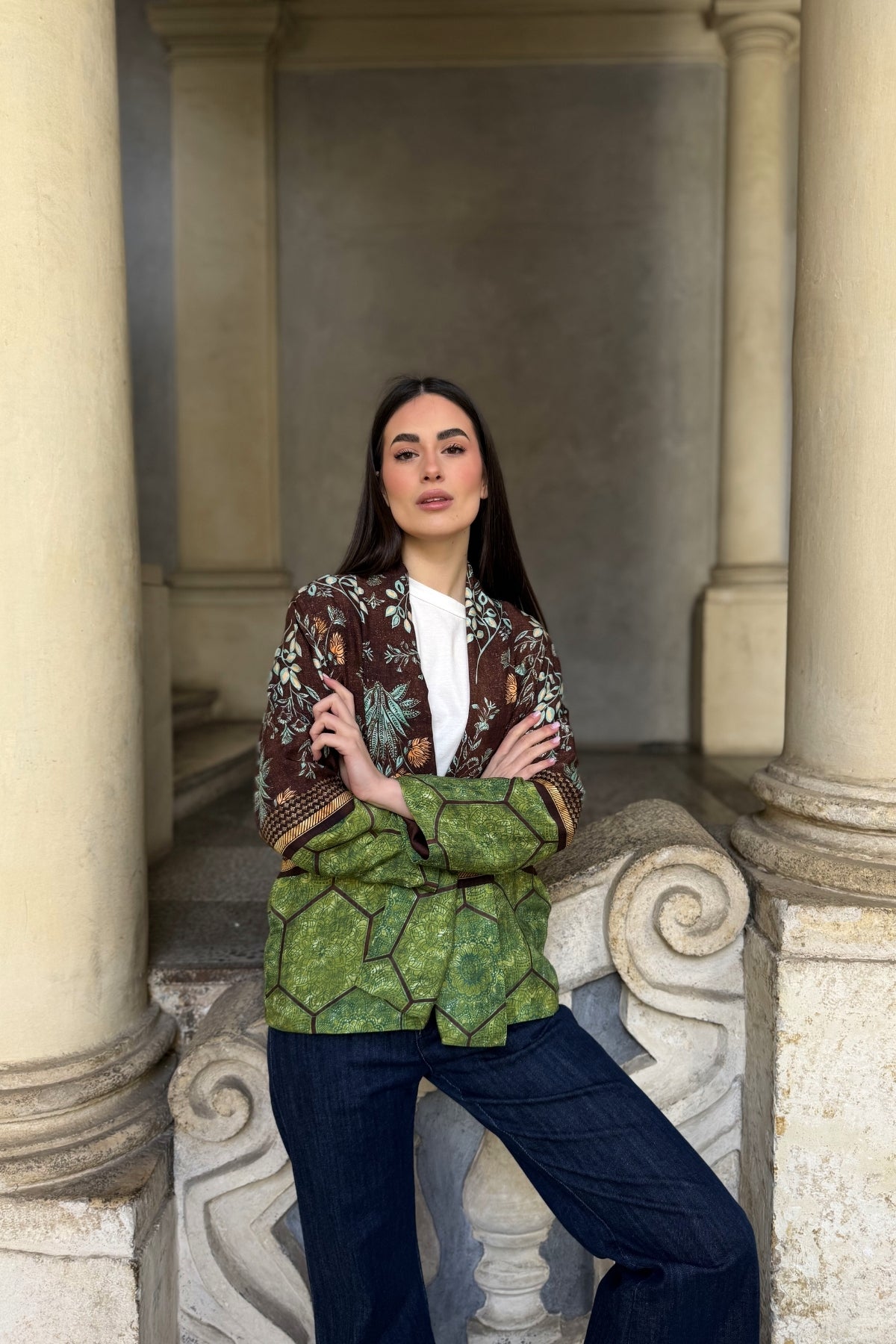 WU-SIDE - giacca kimono viscosa - MARRONE