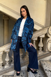 FLOW - kimono velluto paris - blue azzurro
