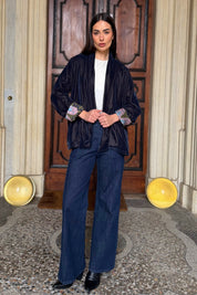 WU-SIDE - giacca kimono velluto - ANTRACITE