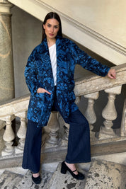 FLOW - kimono velluto paris - blue azzurro