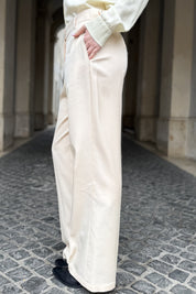 WU-SIDE - pantalone palazzo - AVORIO